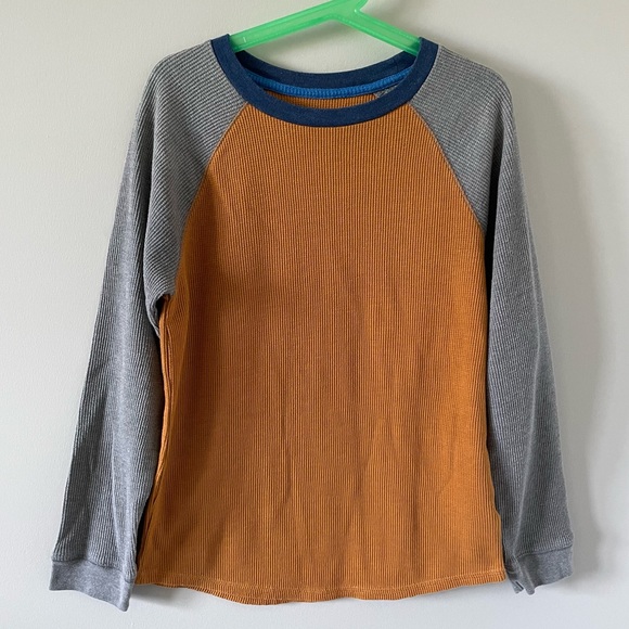 Old Navy Boys Thermal Knit Raglan Long Sleeve T-Shirt - Yellow, Grey, & Navy - Picture 6 of 7